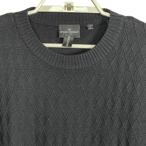 Hickey Freeman Sport Silk Crew Neck Pullover Sweater Diamond Print Size L - Picture 2 of 5